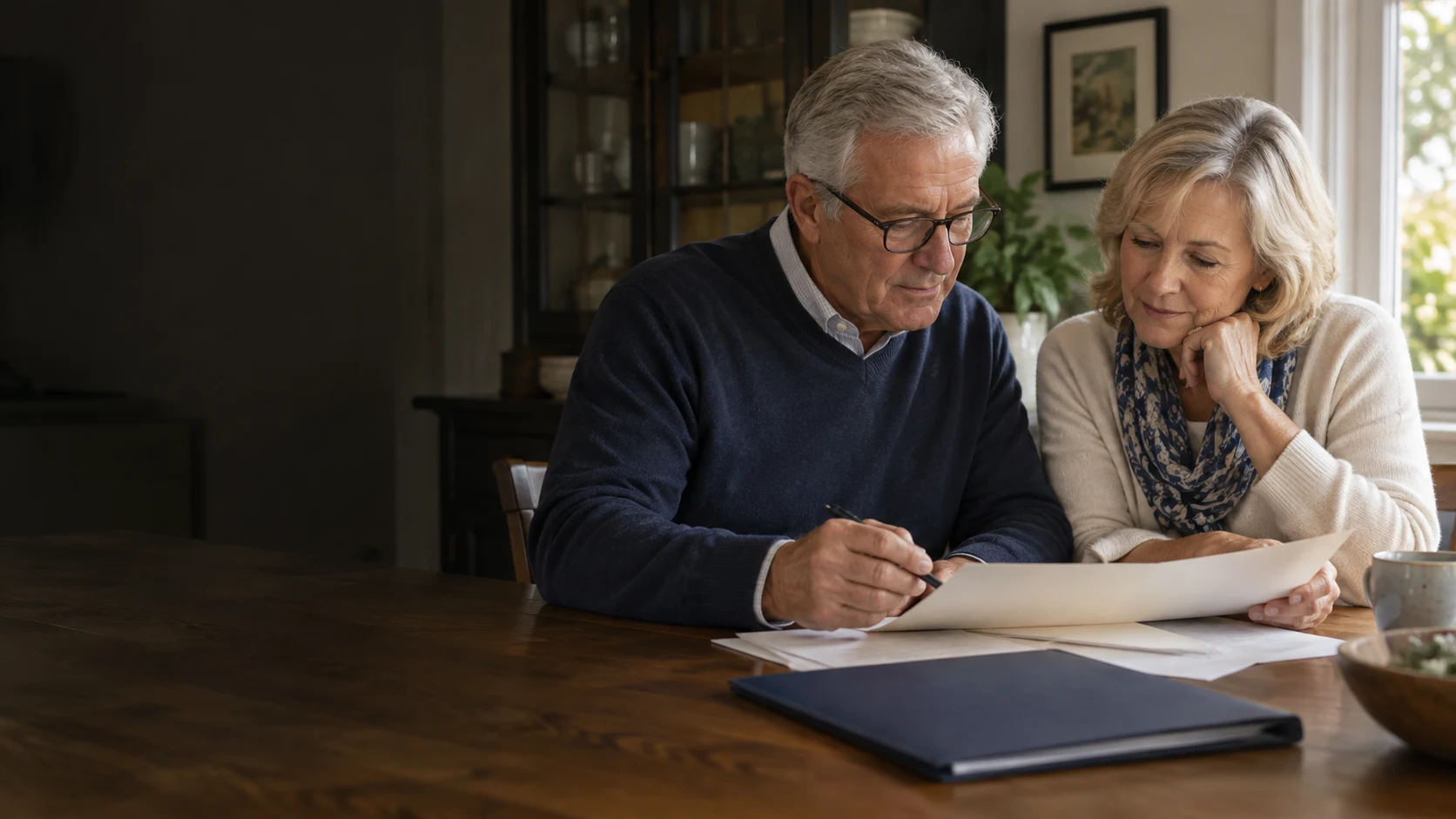 Illustrative scene of a couple calmly planning together at home